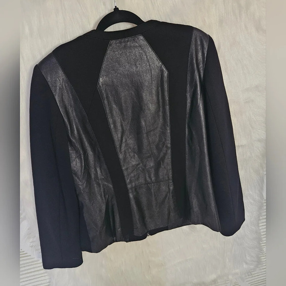 Conrad C Collection Classic Faux Leather Paneled Bomber Zip Up (NWOT) - Picture 4 of 7